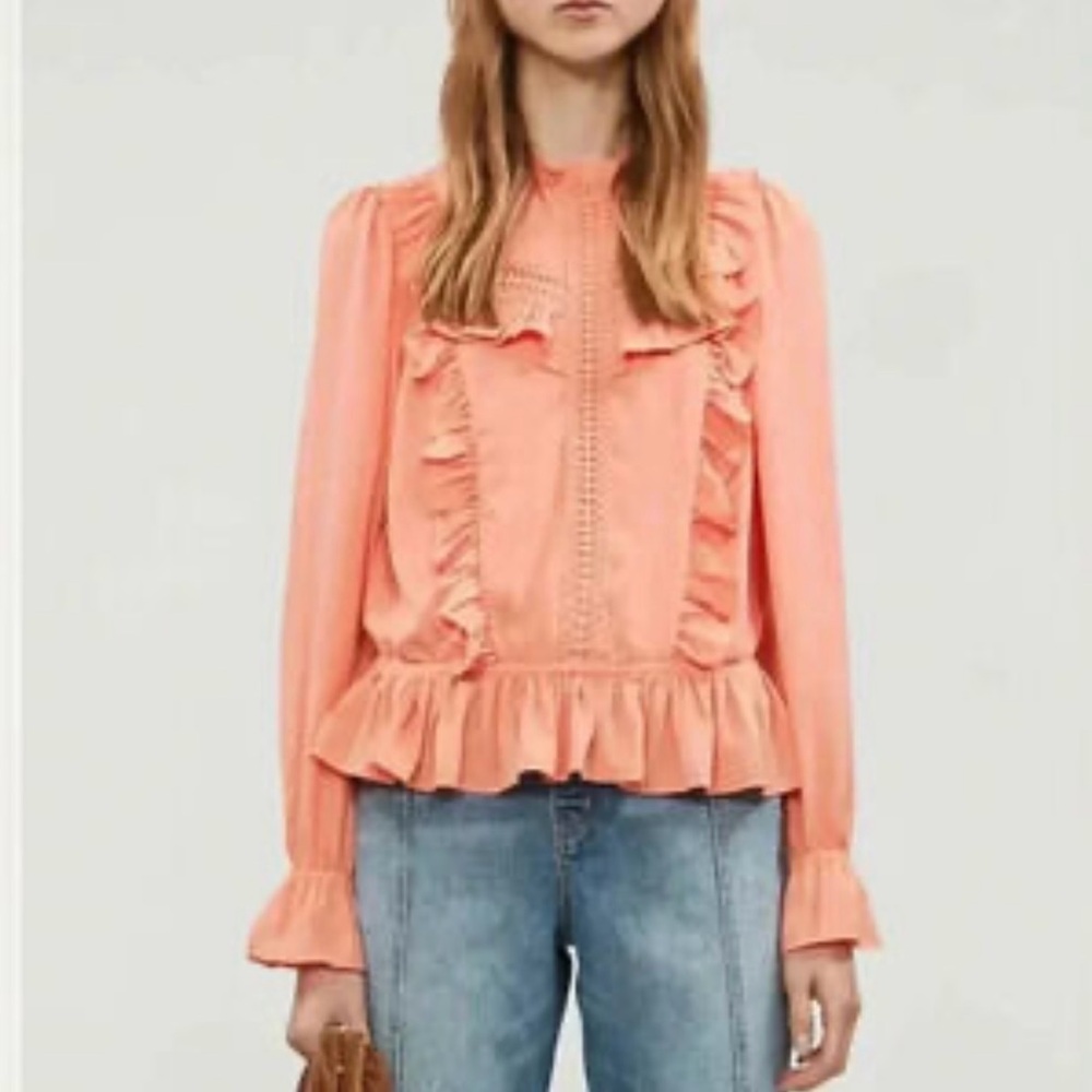 Happy Nature Peach Peasant Blouse Medium NWOT
